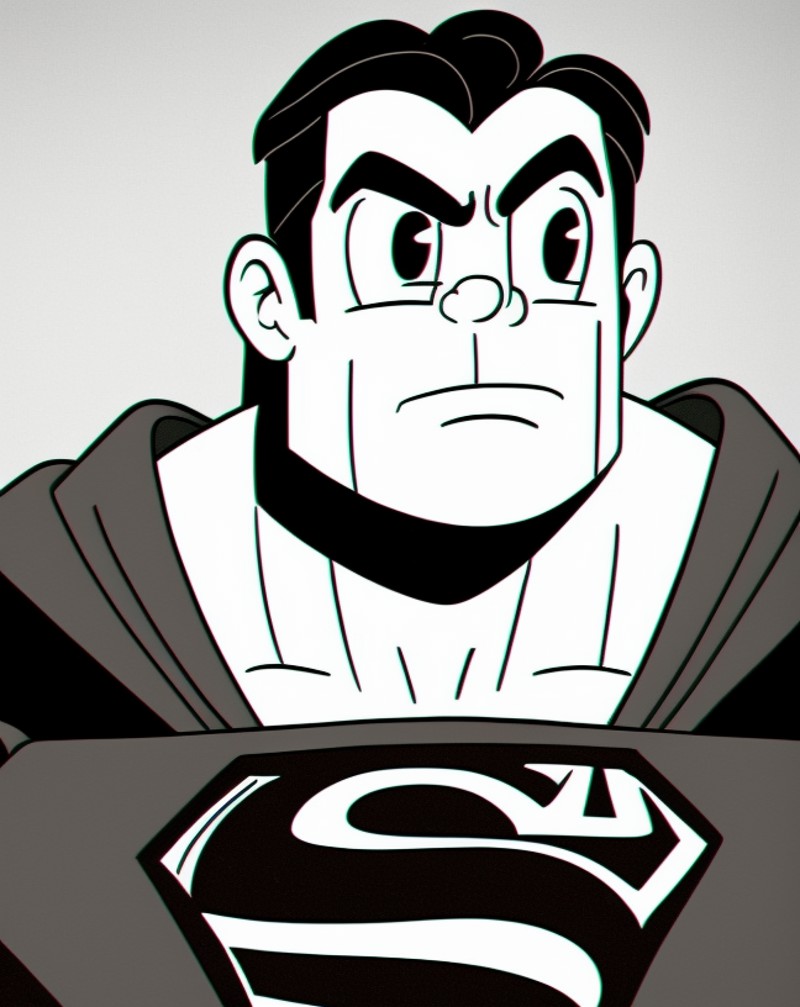 black and white ocds style of a close portrait of superman , fleischer studios, high detailed, 4k