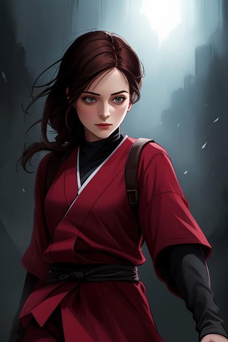 score_9, score_8_up, score_7_up, dramatic lighting, ac_neg1, 1futa, Bella Swan, ninja outfit,