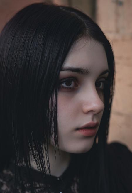 (((top-priority))), real-life, goth-girlfriend, split ambient twilight light, shallow focus, realistic shadows, ideal, vellus hairs, best image, best quality, depth of field, perfect composition, suggestive:1.2,