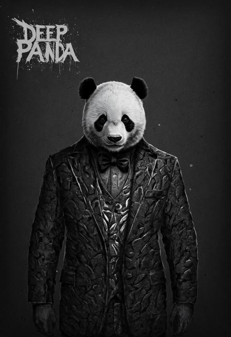 "DEEP PANDA"  Dapper Panda,   PANDA METAL BREAK dark ink art style,