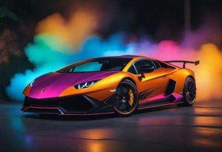 Imagine a striking scene: a bold car, inspired by the Lamborghini style, adorned with colorful lights against a hyper-colorful backdrop. This amazing wallpaper, available in 8K, boasts highly detailed elements that bring the supercar to life. =>= The Lamborghini-inspired design, with its high contrast and vibrant hues, creates a visually stunning screensaver. Whether you're looking for a mobile wallpaper, HD phone wallpaper, or a 4K wallpaper, this scene promises to be an eye-catching and immersive experience. =%='(