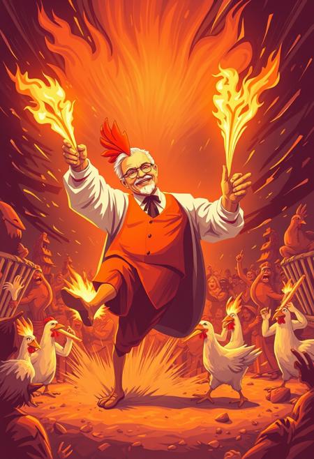 Colonel Sanders giant chicken fight