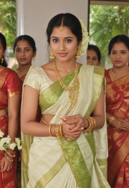 Kerala young bride in traditional saree,with relatives , sex on weeding day