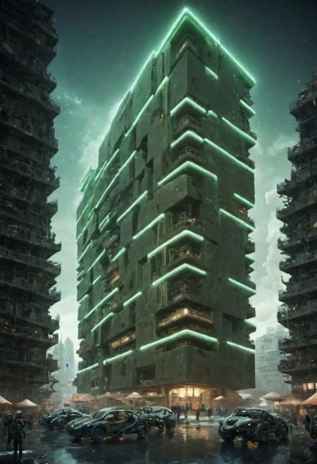 (future civilization, future street, future buildings, future vehicle:1.6), (green glowing:1.5),
(lots modern design housing on the spacecraft, masterpiece:1.5), 
(large file, super realistic, 4k, 8K, 16k, FHD, HD, VFX , perfect, photograpy, construction sales photograpy, Interior design, super high resolution, cinematic photography:1.2),   
(extra long shot, wide-angle lens, POV, DOF:1.1), 
(creeping fogs, dust shining in the light:1.4),
(amazing, mystery, Spectacular, Luxurious, elegance, perfect design, harmonious color:1.1),
fashion design, Modern, Modernism, mystery, Spectacular, Luxurious, elegance, perfect design,
(industrial|mechanical|gritty|metallic|sci-fi|future|Organicism_style),
[Metal|Leather|Flash|Neon|Glass|Screen|carpaint_Detailed Texture: 0.7]
[[urban landscape:**|nature landscape:**:|changeable cloud:**]:0.75],
[skyscraper:**|building:**|viaduct:**|future city:**|MRT:**|park:**|neon sign:**_urban landscape::0.85],
(blurred background:1.4),
[(background, more_details:0.3), (more_details:0.6), (more_details:0.8),
(more_details:1.2):0.65],
ng_deepnegative_v1_75t, JuggernautNegative, epiCNegative, OverallDetail, extremely detailed, vertical, void, great lighting, shadowrun_character, shadowrun_dungeon, shadowrun_surface, shadowrun_dungeon_party, shadowrun_party, cyberpunk, netrunner, enforcer, shaman, oni, courier, neo-aztec, high-tech lowlife, masculine, feminine