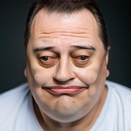 RAW photo, man in  m3gust face<lora:m3gust4-000066:1>, obese, 8k uhd, dslr, soft lighting, high quality, film grain, Fujifilm XT3, simple background