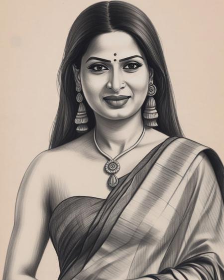 <lora:Pencil_Sketch_by_vizsumit:0.5>  a pencil sketch of indian woman