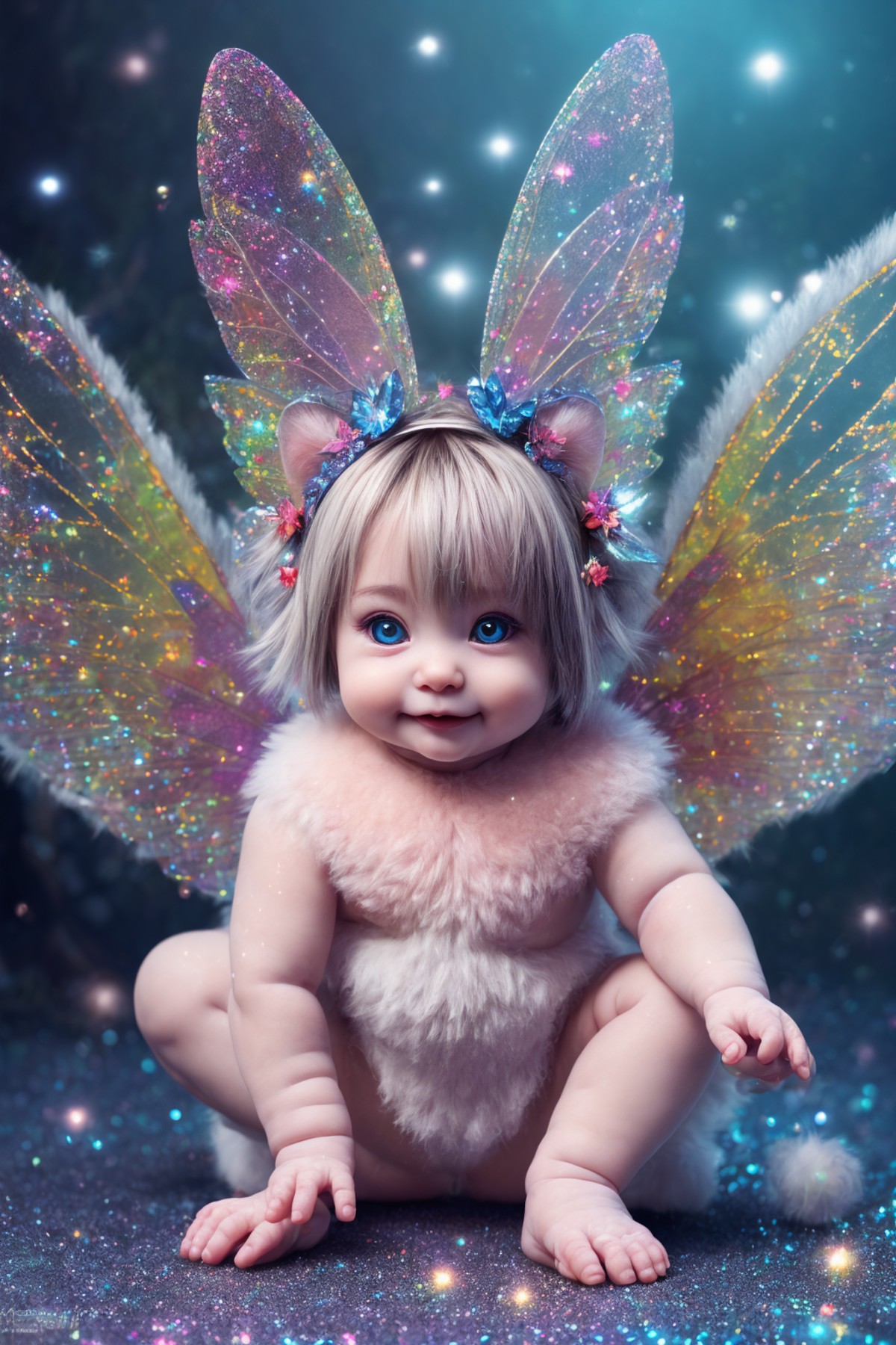 masterpiece), ((photorealistic ultra-detailed image, little, adorable, rounded strange smiling baby creature)), ((ultra-de...