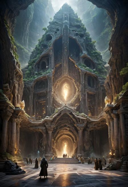(POV view , DOF, first people view from the entrance, low angle shot:1.4),
(Ancient civilization, Alien Prometheus movie scene, dune movie scene:1.5), 
Emerging from the embrace of shadow, the last wanderer steps into a realm woven by the gods. In an ancient ruin that breathes secrets, their journey unfolds as the universe unveils the dance of light and darkness. Fighting the Forgotten Guardians and pursuing the Cone Relic, they tread a path of danger and awe. From the silent depths of the catacombs to the star whispers of ancient observatories, every discovery peels back the veil of reality. Facing the guardians of the abyss, seeing the majesty of the crystal dragon, the last wanderers embrace their destiny, not as a harbinger of redemption, but as seekers in the labyrinth of time, a mystery that echoes the eternal questions of existence itself.
(Large Files, Ultra Realistic, 8K, 16k, FHD, HD, VFX, Perfect, Photography, composition, Architecture Sales Photography, Architecture Competition, Ultra High Resolution, Cinematography, High Resolution Image:1.1), (dramatic lighting, direct sunlight, ray tracing, clear shadow:1.2),  (real landscape:1.1), (blurred background:1.0), (urban background, more_details) ,
extremely detailed, hillscastel, <stardeaf-cold-arc>, great lighting, clear, Neo Classic