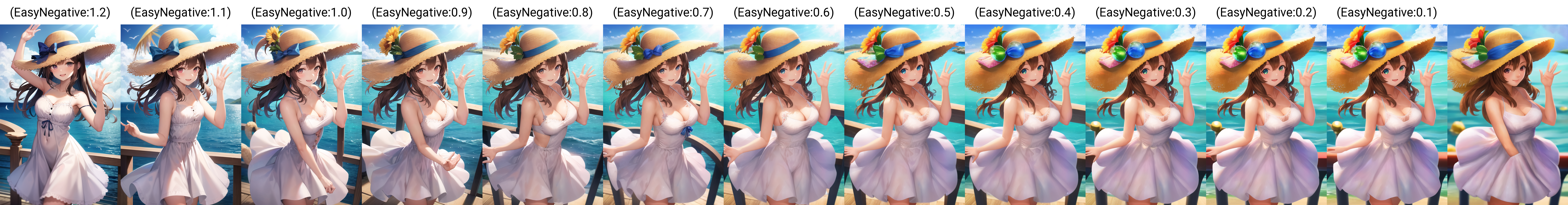 absurdres, 1girl, ocean, railing, white dress, sun hat, smile, (realistic:0.75), (waving:0.9),