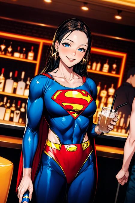 Bar photo,1girl,earrings,(superman:1.3),film and television characters,golden long hair,jewelry,best qualtiy,masterpiece,movie-level quality,<lora:20240115-1705331714218-0020:0.6>,drink,smile,cann,drink,<lora:add_detail:0.5>,