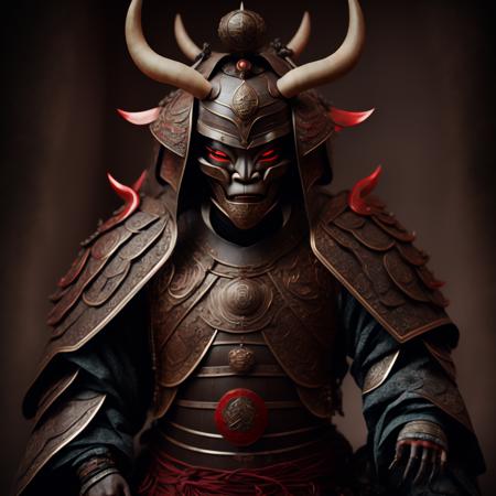 photo rendition of Shogunate Period Demon in Edo style Armor (OniShogunate style:1) <lora:djzOniShogunate:0.8)