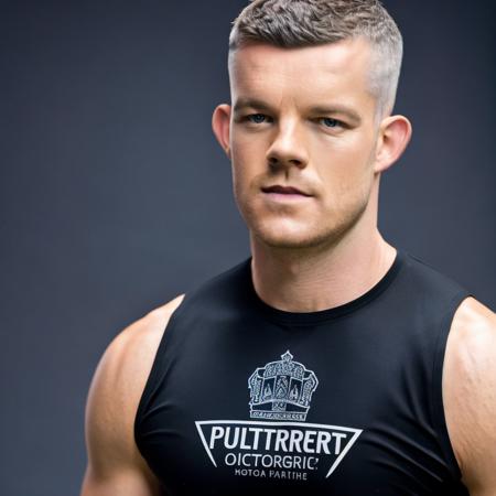 A photograph of rTovey wearing a (black rubber latex t-shirt:1.1), detailed body, detailed shadows, detailed background, ultra quality, Canon EOS 5D Mark IV, studio lighting, film grain, incredible detail, incredible quality, (medium full shot:1.1), action shot, best quality, high quality, 8k uhd, high detailed skin, photography, professional photography, instagram post, modelshoot style, <lyco:perfectsmile:0.5>, <lyco:perfecteyes:0.5>, masculine, 1man,  <lora:rTovey:1>, skin-tight clothing,