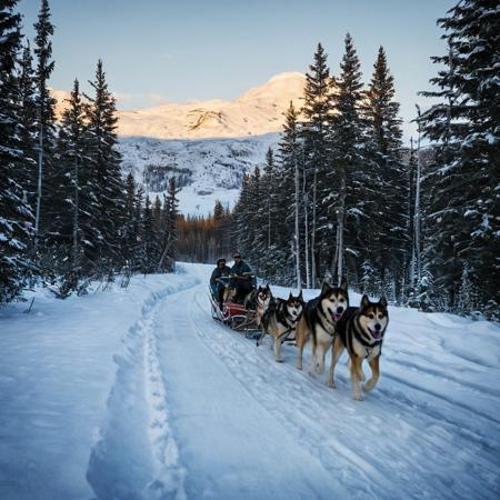 Dog Sledding: The traditional mode of transportation in snowy regions.