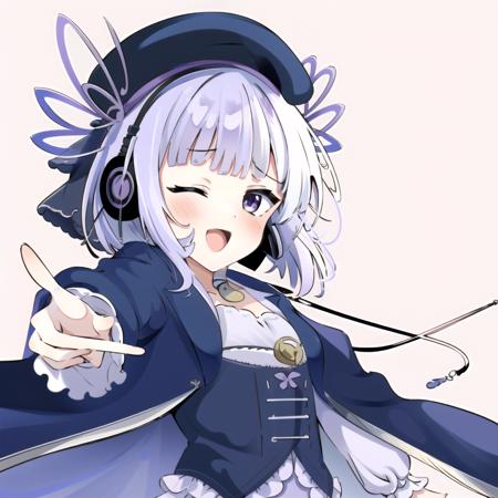 lu_na white hair headphone white thighhighs hat