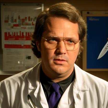 medium shot of garth-marenghi walking around a hospital in white doctor's scrubs (wielding a large knife)++ withLora(garth-marenghi-n47-v1,0.5) withLora(_add_detail,0.75)