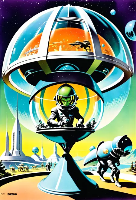 Pulp sci-fi visual element wildcards