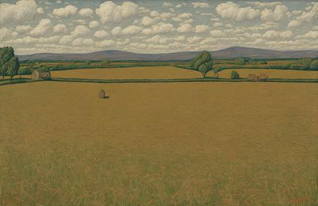 style of Henry Moret, field ,coppice ,parcel ,plantation ,garden , Salt Flat , a painting,scene painting,scenery,