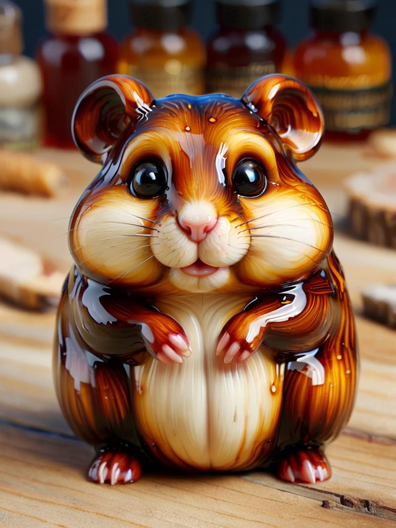 A Brown and White Ceramic Hamster Statue Sitting on a Table