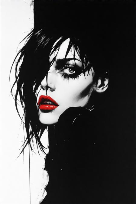 Intense close-up: a woman's back arches dramatically, wide eyes filled with raw shock dominate the frame. Style of Frank Miller's Sin City: stark high-contrast black and white, deep inky shadows carved by harsh chiaroscuro lighting. Sharp graphic lines define her form against the oppressive darkness. Potential single splash of vivid crimson adds symbolic weight. Tense, dramatic noir mood captured through the extreme pose and stark visual contrasts.