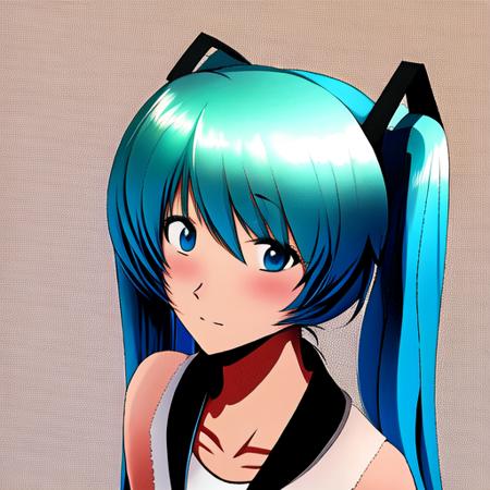 jajala:1,1girl,simple background,face shot,twintail,hatsune miku<lora:jajala:1.5>