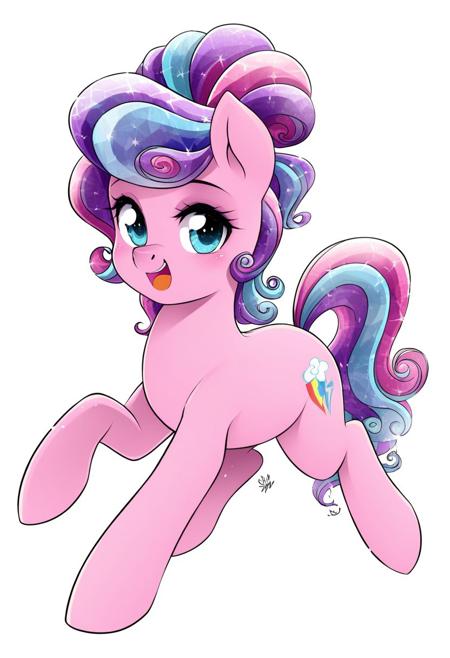 my little pony
BREAK	
score_9, score_8_up, score_7_up,masterpiece, best quality, newest, absurdres, highres, 2024, 2023,perfect face,perfect eyes, solo,detailed, source anime, 
BREAK
Pony 
BREAK 
Crystal Pony, pearlescent, rainbow, shiny crystal body fur, shiny crystal mane
BREAK 
,dynamic pose, simple background,