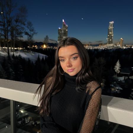 <lora:ryderm_sd15_512_128_64_v1:1>ryderm,1girl,looking at viewer, new years eve party fireworks in background, wearing a turtleneck sweater