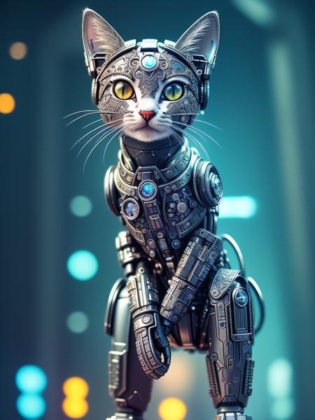 <lora:microworld32fp16:1> (microworlds:1) a cute kitten made out of metal, cyborg, cyberpunk style, ((intricate details)), hdr, ((intricate details, hyperdetailed)), cinematic shot, vignette