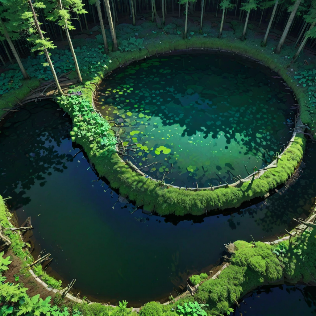(stylized by Tsubasa Nakai:0.8) , anime key visual, Gamerpunk, intricate background, medium wide shot of a Dusty Foul Forest Green and Tan ("The Wellspring of Power":1.3) , Fresh lake and fauna, at Twilight, Panorama, Illustration, Peaceful, dramatic lighting, Circular polarizer, four colors, Psychedelic paint splotches, Plain white background, wallpaper, HDR
