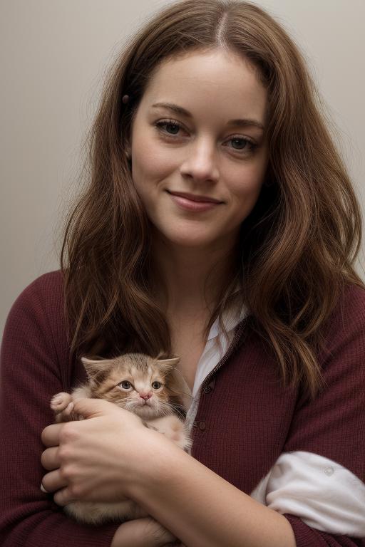 (portrait photo) of (jnlv woman:1.0), (holding a kitten:1.15)      <lora:JaneLevyWollDogu_jnlv:1>