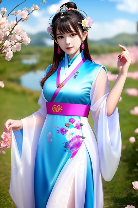 , photo, real, 1 girl, 18 years old, Taoist clothes<lora:clothes_Taoist:0.3> , beautiful flower pattern, translucent.CLASSIC CHROME