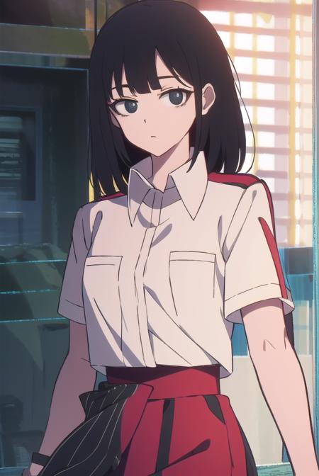 lingqiao, <lyco:lingqiao-LYCORIStest:1>, 
ling qiao, bangs, black hair, medium hair, (black eyes:1.5),
BREAK skirt, shirt, white shirt, short sleeves, collared shirt, black footwear, red skirt, sandals, pocket, long skirt, shirt tucked in, breast pocket,
BREAK looking at viewer,
BREAK outdoors, city,
BREAK <lora:GoodHands-vanilla:1>, (masterpiece:1.2), best quality, high resolution, unity 8k wallpaper, (illustration:0.8), (beautiful detailed eyes:1.6), extremely detailed face, perfect lighting, extremely detailed CG, (perfect hands, perfect anatomy),