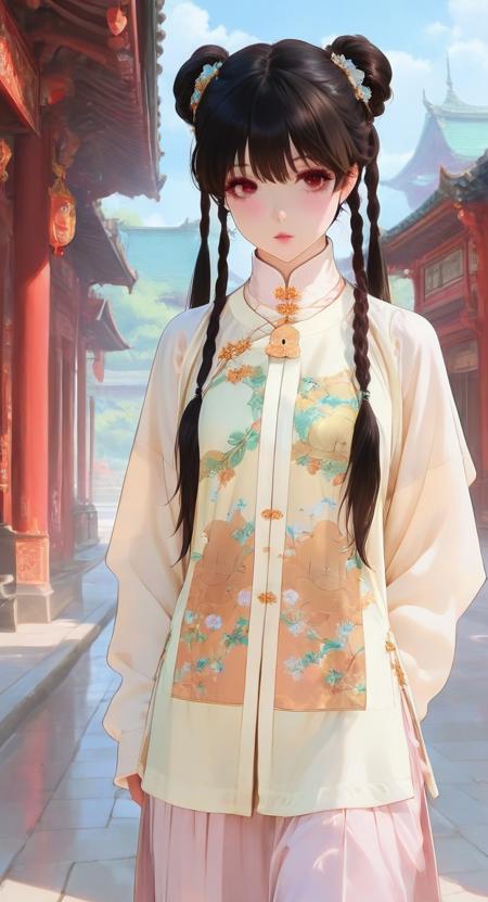 Pale Yellow Landscape Embroidery Hanfu Top v1.0