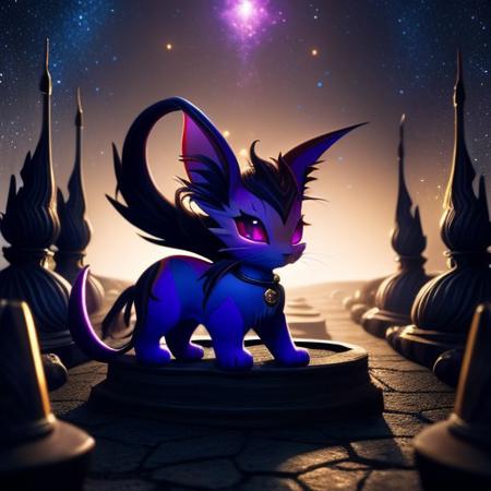 Eidoleon (Evolved Espeon)
"The Architect of Dreams"
Eidoleon exists in infinite places at once, its mind a labyrinth of folding realities. Its gaze rewrites memories, and those who meet its eyes forget their own names, their pasts unraveling like old parchment. The air around it hums with unborn universes, each thought it has birthing a new dimension.
Background: Some say Eidoleon was once a god who grew tired of worship and chose instead to reshape its worshippers. Now, it wanders the multiverse, editing existence on a whim.
