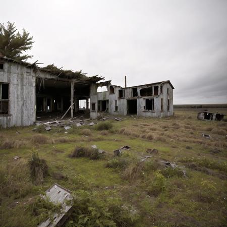 <lora:liminalspaces2:1>,  liminalspaces, 

A weathered, abandoned farm with crumbling buildings and overgrown fields. The sense of isolation and nostalgia is palpable as the camera explores the forgotten space.