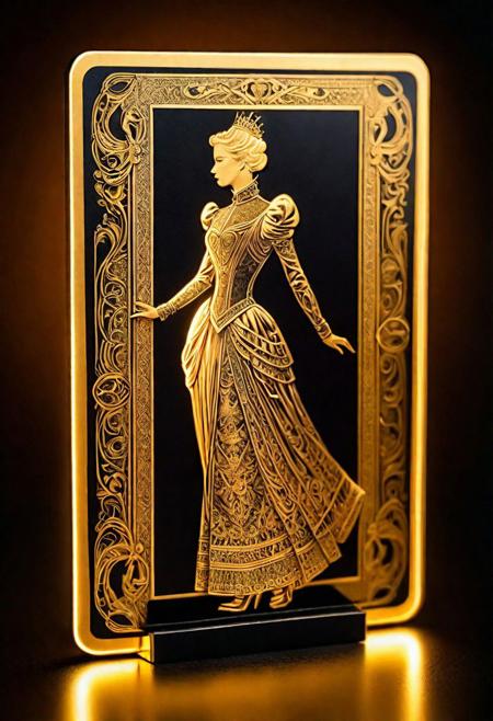 super realistic, glitter, extreme detailing, artistic look, a line of many metallic playing cards made from titanium sheets coated with gold and gold luminance, lustrous shiny,  intricate details, (floating upright in airt:1.2) on a smooth black mirror surface, reflections, volumetric lighting, 8k UHD, QHD, ultra-sharp, ultra-detailed, refraction, ray tracking, (((silhouette lighting, golden glow, royal quality, Victorian artistic touch)))