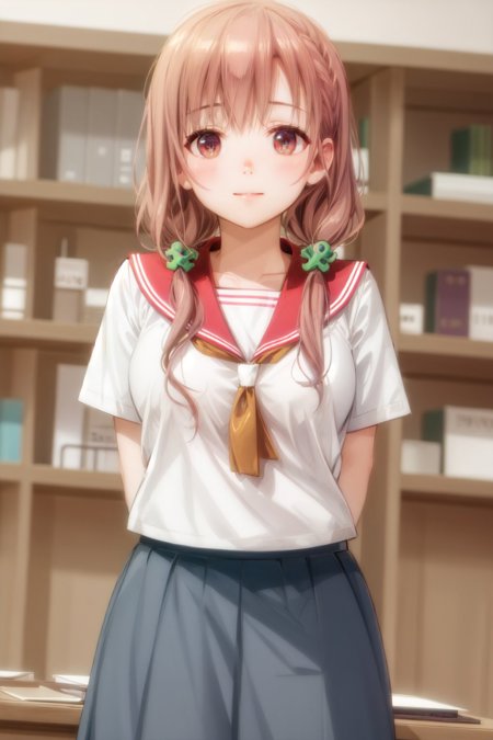 sakuragi hinako bangs low twintails hair ornament school uniform serafuku red skirt