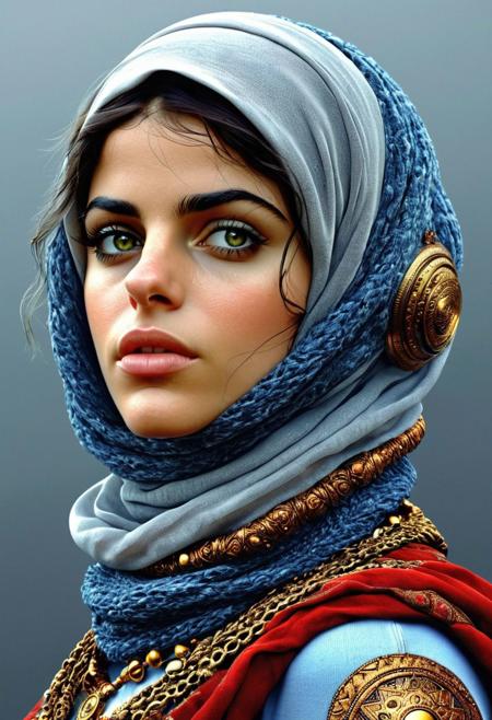 ,Persian girl,photography in the style of detailed hyperrealism ,Sergio Toppi,Aaron Jasinski,Victor Brauner,futuristic, massive, fascinating, sci-fi ,discombobulated,foggy, intricate,hyper detailed, AES+F,poster,artstation, <lora:add-detail-xl:0.5>
<lora:MJ52:0.3>