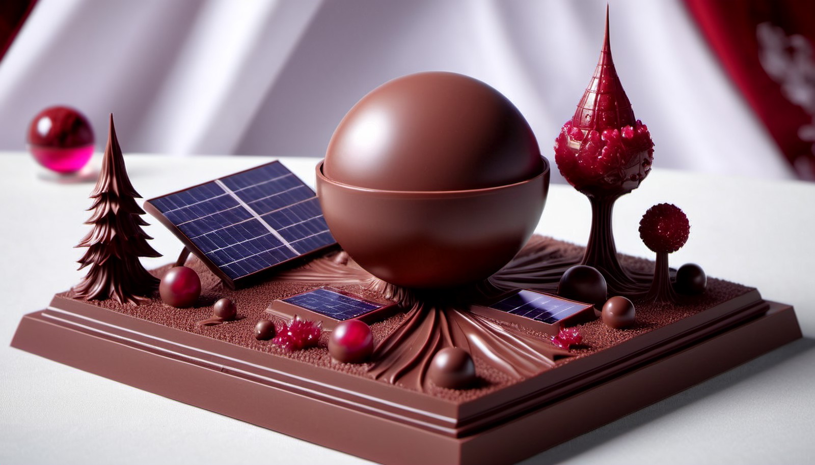 ChocolateRay, Liquid (Solar system:1.2) , in a Fairy-Tale setting, wearing made entirely of chocolate, The made entirely o...