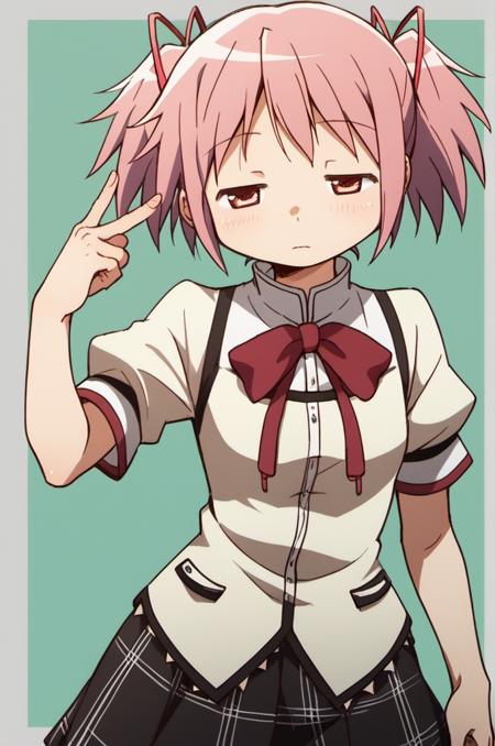 madoka \(Puella Magi Madoka Magica\),1girl,short twintails, mitakihara school uniform,white thighhighs, magical girl