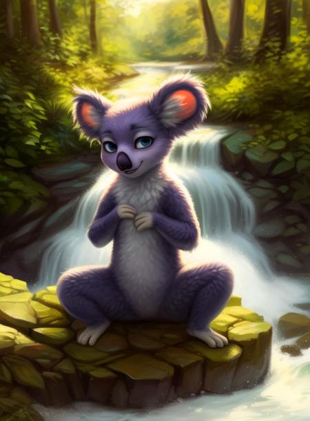 MirandaTheOut, koala, light purple fur, blue eyes, (chibi,)