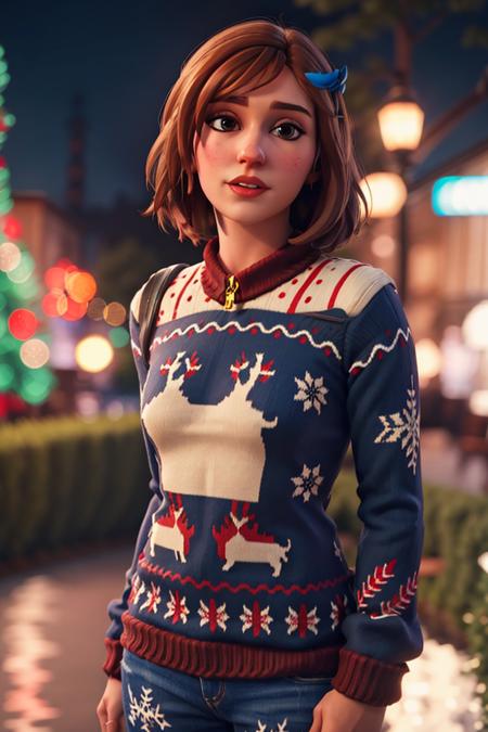 <lora:VRAMsOnesie:0.6>, vramsonsie, brown hair, 1girl, ugly sweater, bokeh, brown hair