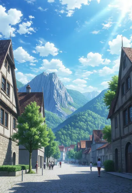 Medieval city Anime landscape - background