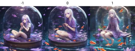 <lora:neg4all_bdsqlsz_xl_1.0_200steps:-1>
[(Transparent background:1.5)::5],illustration, 1girl,solo,mysterious,vivid color,shiny, underwater transparent sealed hemispherical glass dome, (white hair),(purple eyes), full body,barefoot,long hair tranquil nature, koi,Underwater, Dome,close up,Dynamic actions,Lens perspective,(((Box composition))),sit cross-legged and lean against the bookshel, volumetric lighting, multi-color eyes, detailed eyes, hyper detailed,light smile, highly detailed, beautiful, small details, ultra detailed, best quality, intricate, 4k, 8k, trending on artstation, good anatomy, beautiful lighting, award-winning,