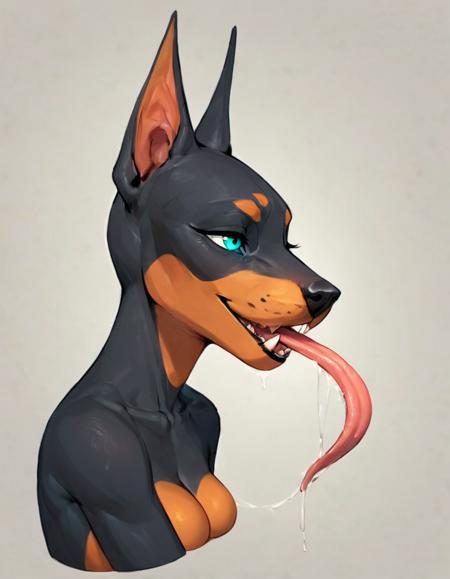 score_9, score_8_up, score_7_up, score_6_up, score_5_up, score_4_up,
best quality, highly detailed, extremely detailed, perfect hands,
furry doberman girl, nude, skinny, 36yo,
loyal adoring, cute, slight smile,
super detailed face and eyes,
mouth opened wide, long tongue out,
face close-up, hand touching tongue,
<lora:artfull details xl 1:1.2>,
<lora:add detail xl:3>,
<lora:x-detail enhancer xl:2>,
<lora:extremely detailed xl:5>,
<lora:Perfect Hands:1>,
<lora:IlyaKuvshinovXL:1>,