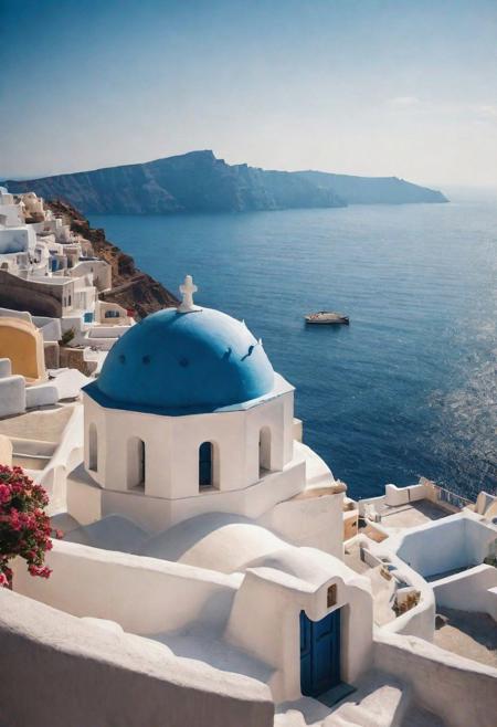 raw photo, establishing wide shot, long shot photo, photorealistic, filmic, city photo,
Photography for Greece , Santorini, with it's typical white and blue buildings, it is used for tourism and city marketing,  in a Santorini village street, natural lighting, film grain, colorful background, (bokeh:1.3), grainy, harsh flash lighting, realistic skin texture, highly detailed photography, vibrant, hyperdetailed, (light beams),  <lora:more_details:0.5>,
masterpiece,  trending on artstation, krrrsty, Extremely Realistic, art by sargent, PORTRAIT PHOTO, 
(((analog grainy photo vintage))), 8k resolution,