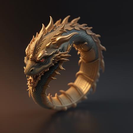 masterpiece, best quality, octane render, hdr,
no humans, simple background, black background, grey background, depth of field, gradient background,
(ring), gold, intricate detail, Dragon on ring, (Dragon body),
<lora:ElderRing:1>