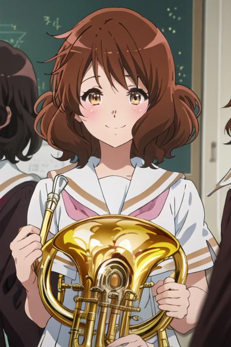 oumae_kumiko_soundeuphonium brown_hair, short_hair, brown_eyes, blush, serafuku, bangs, closed_mouth