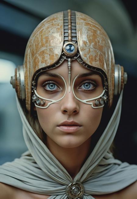 35mm photo by Steve McCurry, futuristic future setting, swedish woman, stunning nordic woman, ultra-detailed skin, detailed eyes with intricate pupils, advanced futuristic clothing, intense and captivating expression, top-quality resolution