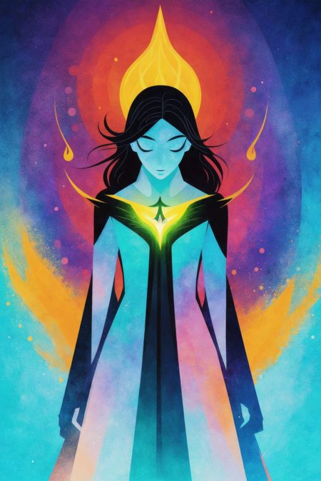 (1 young  woman,) mage, casting spell,  colorful 
best quality, masterpiece, fantasy, negative space
(modern digital art  by Amanda Clark )