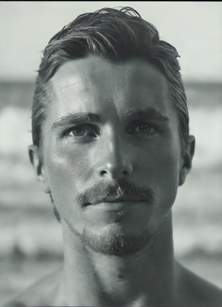 photo of beautiful sks person, hyper realistic photograph, detailed face,film grain, Kodak portra 800, f1.8, intricate, at the beach, <lora:locon_christianbale_v1_from_v1_64_32:1.25>